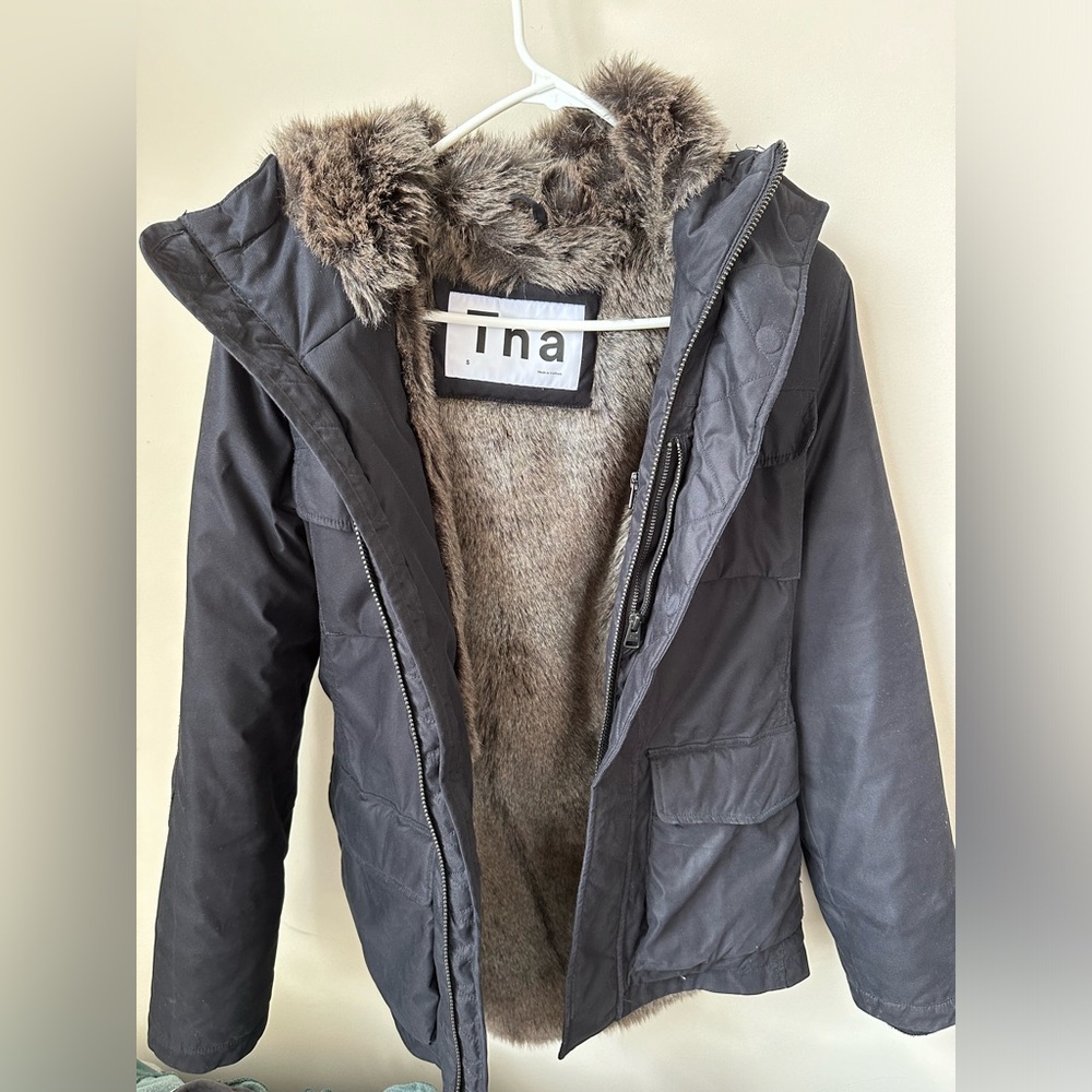Aritzia TNA faux fur lined jacket